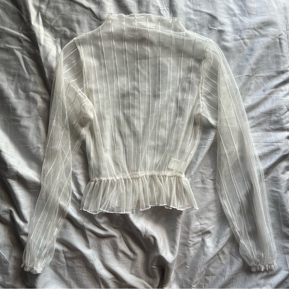 Oak and Fort Mesh White Long Sleeve Top - Picture 4 of 6